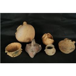 6 Native American Bowls from the R.O.Browne Coll. 5" x 2.25" bowl w/ 8 points, 5" x 7.5" hanging ves