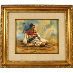 Gerry Metz (1943)  8" x 16" o/b Indian Squaw