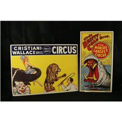 2 Vintage Circus Posters mounted on board