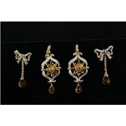 Large diamond & Topaz earrings - 2 pair