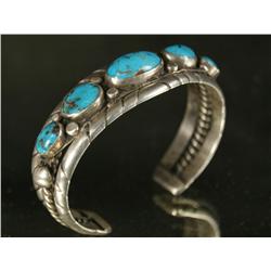 Turquoise & Silver Native American Bracelet
