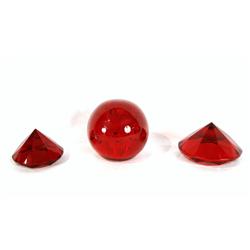 Ruby glass paperweights - 3 pcs 2 faceted diamond shapes an