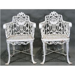 Pair of old Victorian full size garden chairs