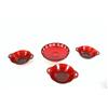 Image 6 : Ruby glass - Ribbed tray, relish, berry bowls - 6 pcs
