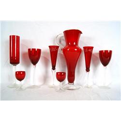 Ruby / clear glass 8 pcs stemware -