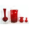 Image 2 : Ruby & clear applied handles vase, basket vase & 2 small vases - 4pcs
