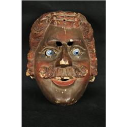 Guatemalan mask w glass eyes 8" x 6" - hand carved