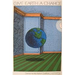 Signed Glaser Give Earth a Chance Lithograph
