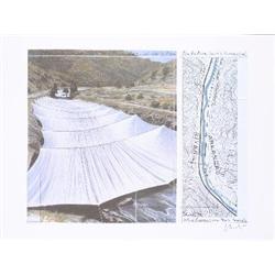 Signed Christo Over the River Offset Lithograph