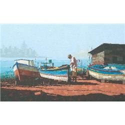 Signed Baird The Old Man and the Sea Painting