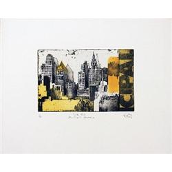 Signed Becker New York Municipal Building Etching