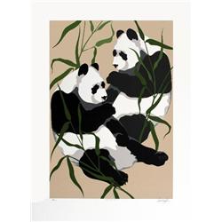 Signed 1986 Taylor Panda Pair Serigraph