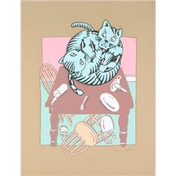 Signed Chwast The Kilkenny Cats Lithograph