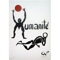 Signed 1968 Calder Humanite Lithograph