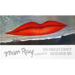 Signed 1966 Man Ray Lips Offset Lithograph