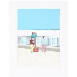 Signed Billout 3 Children on the Ice Lithograph