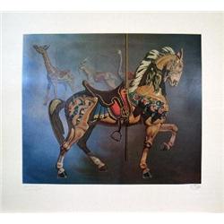 Signed Caroussel Offset Lithograph