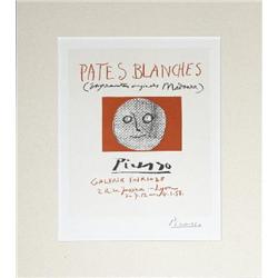 Signed Picasso Pates Blanches II, 1957 Lithograph