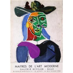 1956 Picasso Woman with Hat Mourlot Lithograph