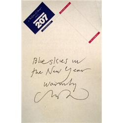 Signed Glaser Blue Skies With the New Year Note
