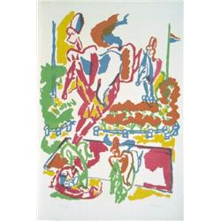 Signed Lapicque Equestrian contest Mourlot Litho