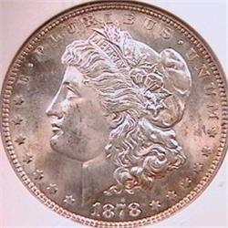 RARE, HIGH GRADE1878 7/8 TF. Morgan Dollar MS63  PCGS