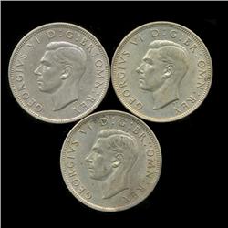 1942-45 Britain Silver 1/2 Crown AU 3pcs (COI-8884)