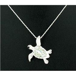 34ctw MoP Sterling Turtle Pendant Necklace (JEW-208)