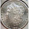 1881-CC Morgan Dollar MS63. Frosty lustre and some light rim toning. ONLY 296,000 MINTED
