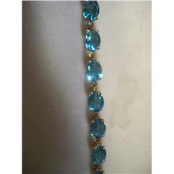 10K Gold Blue Topaz Stone Bracelet