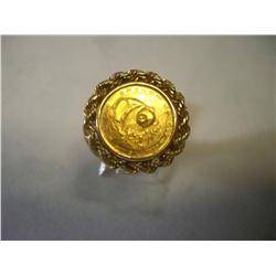 24K Gold Panda Coin Ring in 14K Band