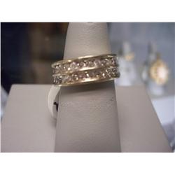 1 Carat Two Row Diamond Ladies Ring, 14K Gold