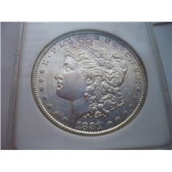 1881-S Anacs Graded MS-64 Morgan Silver Dollar, Toned