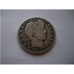RARE 1914 Barber Silver Half Dollar, VG