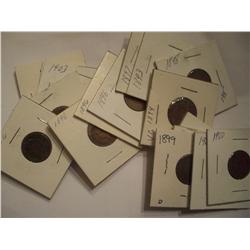 17 Mixed Lot Indian Head Pennies 1880-1903, All G or VG