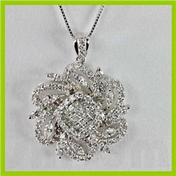 Genuine 2.07 ctw Princess Cut Marque & Diamond Pendant 18kt Gold-White