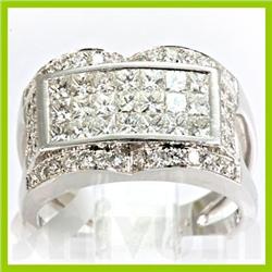 Genuine 1.47 ctw Princess Cut & Diamond Ring 18kt Gold-White