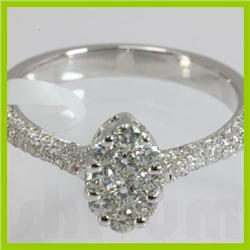 Genuine 0.76 ctw Diamond Ring 18kt Gold-White