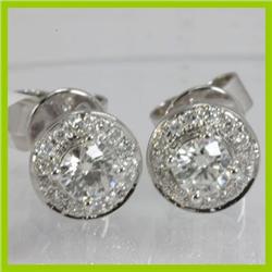 Genuine 0.56 ctw Diamond Earring 18kt Gold-White