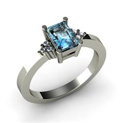 Genuine 0.56 ctw Aqua Marine & Diamond Ring 14kt White or Yellow Gold 4.47g