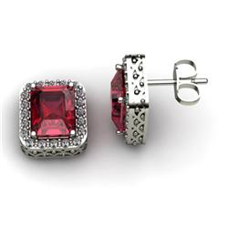 Genuine 3.70 ctw Garnet & Diamond Earring 14kt White or Yellow Gold 3.25g