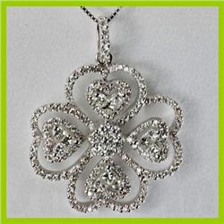 Genuine 1.698 ctw Princess Cut & Diamond Pendant 18kt Gold-White
