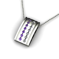 Genuine 0.50 ctw Amethyst & Diamond Pendant 14kt White or Yellow Gold 4.04g