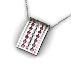 Genuine 0.92 ctw Garnet & Diamond Pendant 14kt White or Yellow Gold 5.04g