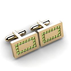 Genuine 1.80 ctw Peridot Cufflink 14kt W/Y Gold 5.44g