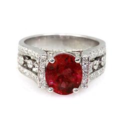Genuine 3.79 Ctw Ruby Ring 14Kt White Or Yellow  Gold