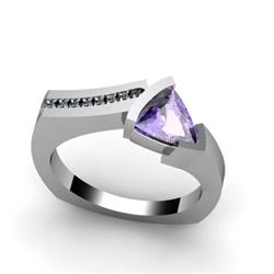 Genuine 1.03 ctw Tanzanite  Euro Shank & Diamond Ring 10kt White or Yellow Gold 4.85g