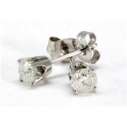 Genuine Stud Earring 0.50ctw @ 125USDD/ct 14k White Gold 1.00g, G-H/S-I