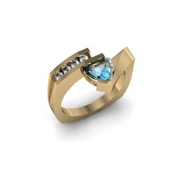 Genuine 0.79 ctw Topaz Trillion & Diamond Ring 14kt White or Yellow Gold 6.584g
