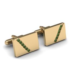 Genuine 0.48 ctw Green Tourmaline Cufflink 14kt W/Y Gold 5.44g
